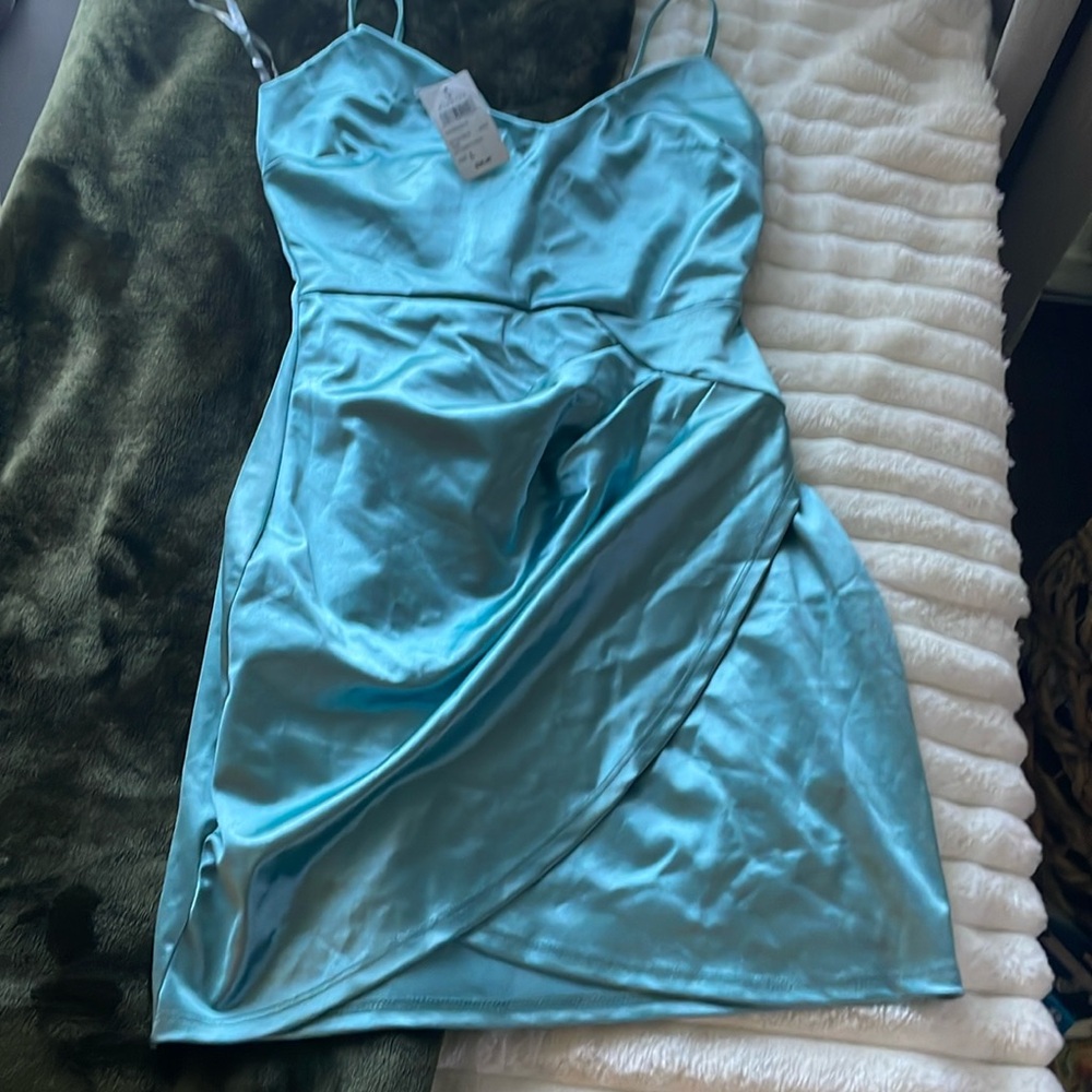 TEAL STRETCHY BODY CON DRESS
